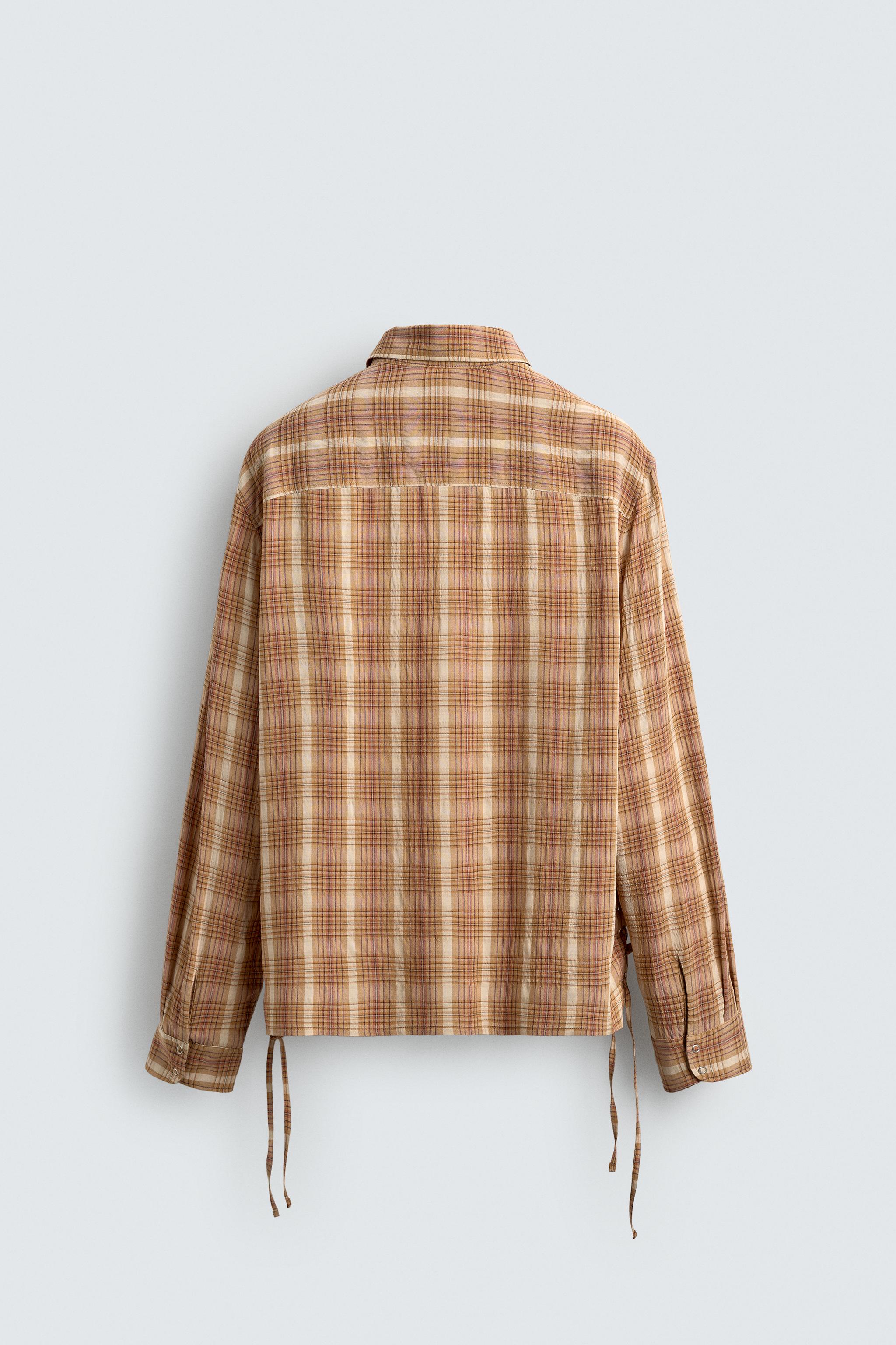CHEMISE FLUIDE À CARREAUX ET LACETS